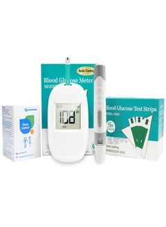 Fully Automatic Portable Blood Glucose Meter, Accurate and Easy to Use Diabetes Testing Device with 50 Test Strips, Lancet Pen and 50 Lancets, Fast Results, Memory Storage and Code Free Operation