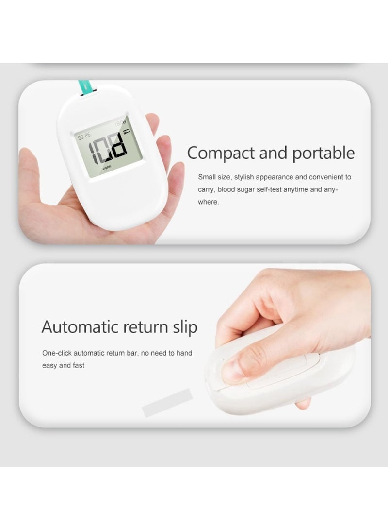 تشانجلي مقياس جلوكوز الدم المحمول الأوتوماتيكي بالكامل، جهاز دقيق وسهل الاستخدام لاختبار السكري مع 50 شريط اختبار وقلم لانسيت و50 لانسيتًا، نتائج سريعة، تخزين الذاكرة وتشغيل بدون رموز - Image 5