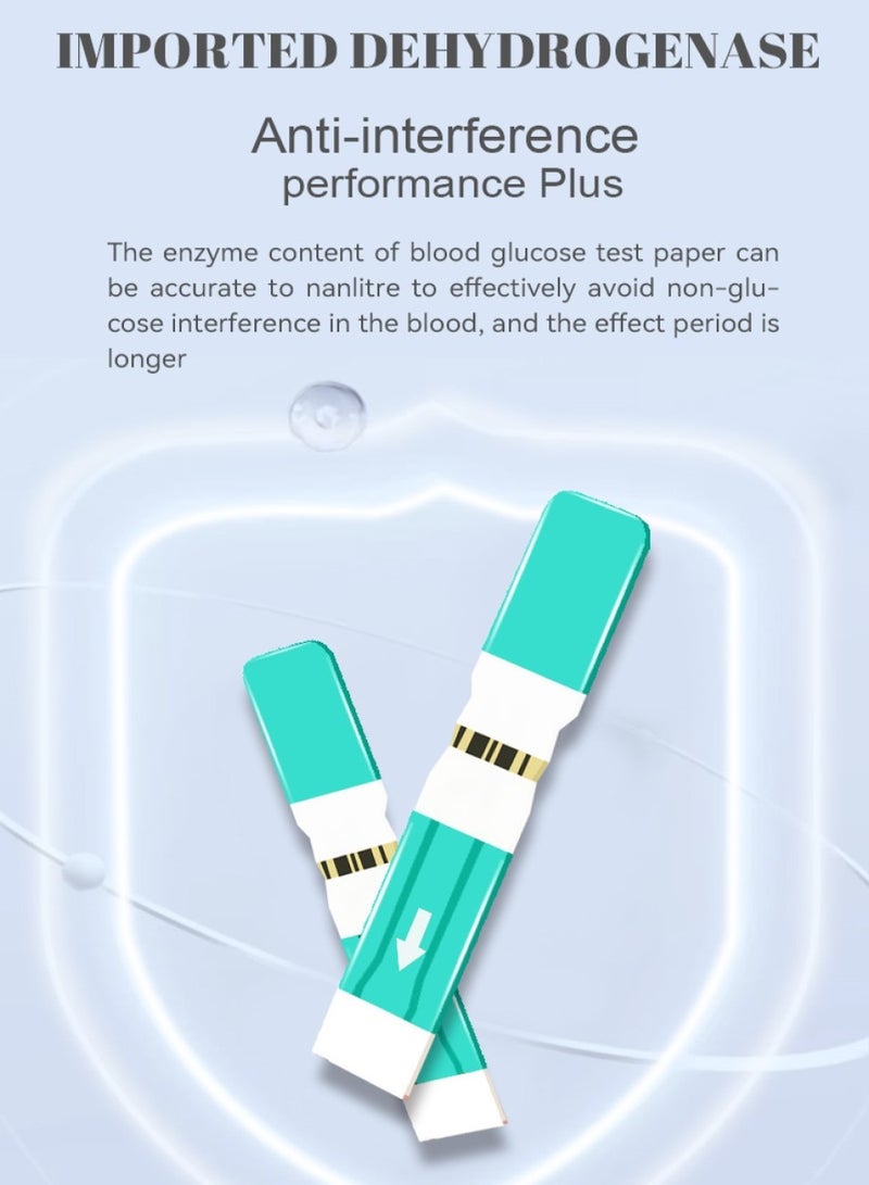 تشانجلي مقياس جلوكوز الدم المحمول الأوتوماتيكي بالكامل، جهاز دقيق وسهل الاستخدام لاختبار السكري مع 50 شريط اختبار وقلم لانسيت و50 لانسيتًا، نتائج سريعة، تخزين الذاكرة وتشغيل بدون رموز - Image 2