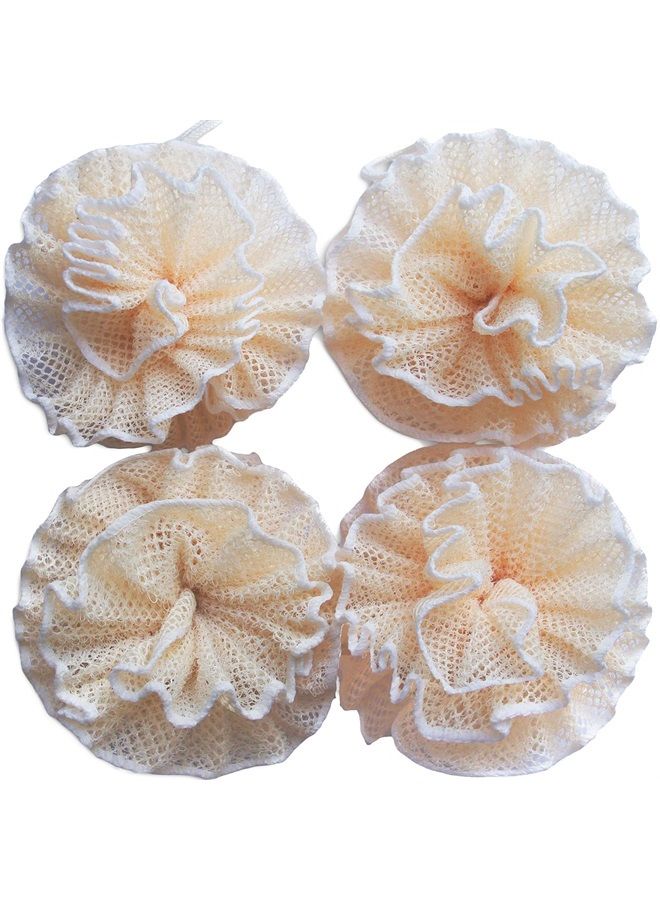 Mr.Cui'shop Super Exfoliating Home Spa Weave Loofah Shower Sponge Pouf Mesh Brush - Bath Spa Puff Scrubber Ball - Face Body Poof - Rich Foams Bubble（4.7" Each） Pack of 4 - Image 1