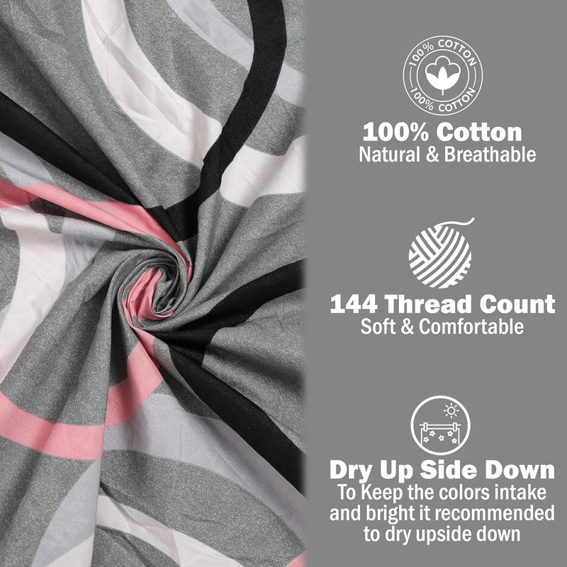 JDX BedSheet Luxurious Quality Elastic Fitted Printed Queen Size Double Bed Bedsheet with 2 Pillow Cover72 x78 Multicolored Grey - Image 5