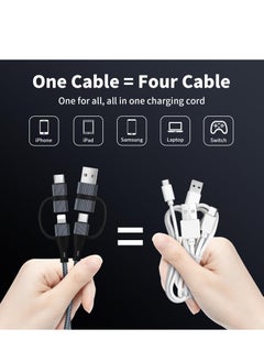 SYOSI USB C Charger Cable, 60W/3A USB C to USB Adaptor With iOS/Type C/USB A Ports 4 in 1 for iPhone 15 14 13 Pro Max iPad Samsung S24 S23 Ultra Z Flip 5 Multi USB to USB C Cable, Black  - Image 2