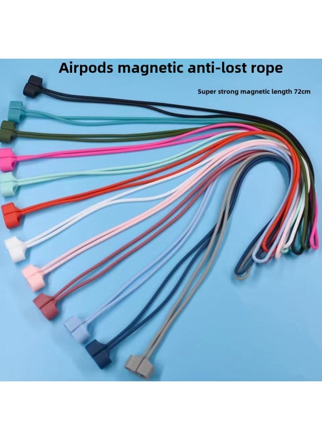 For Apple AirPods234 Generation Huawei Xiaomi Air2Spro2 Magnetic Headset Anti-lost Rope Silicone Lanyard-Color:1795c Red-Applicable Models:Airpods Short Silicone Lanyard (price Of 1 Pair) - Image 5