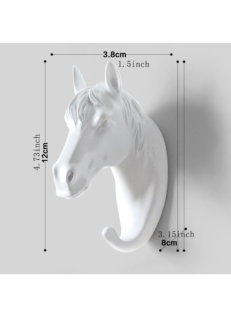 Cross-border wholesale European creative hook punch-free strong paste wall decoration wall hanging deer head clothes hook Horse (Elegant White)