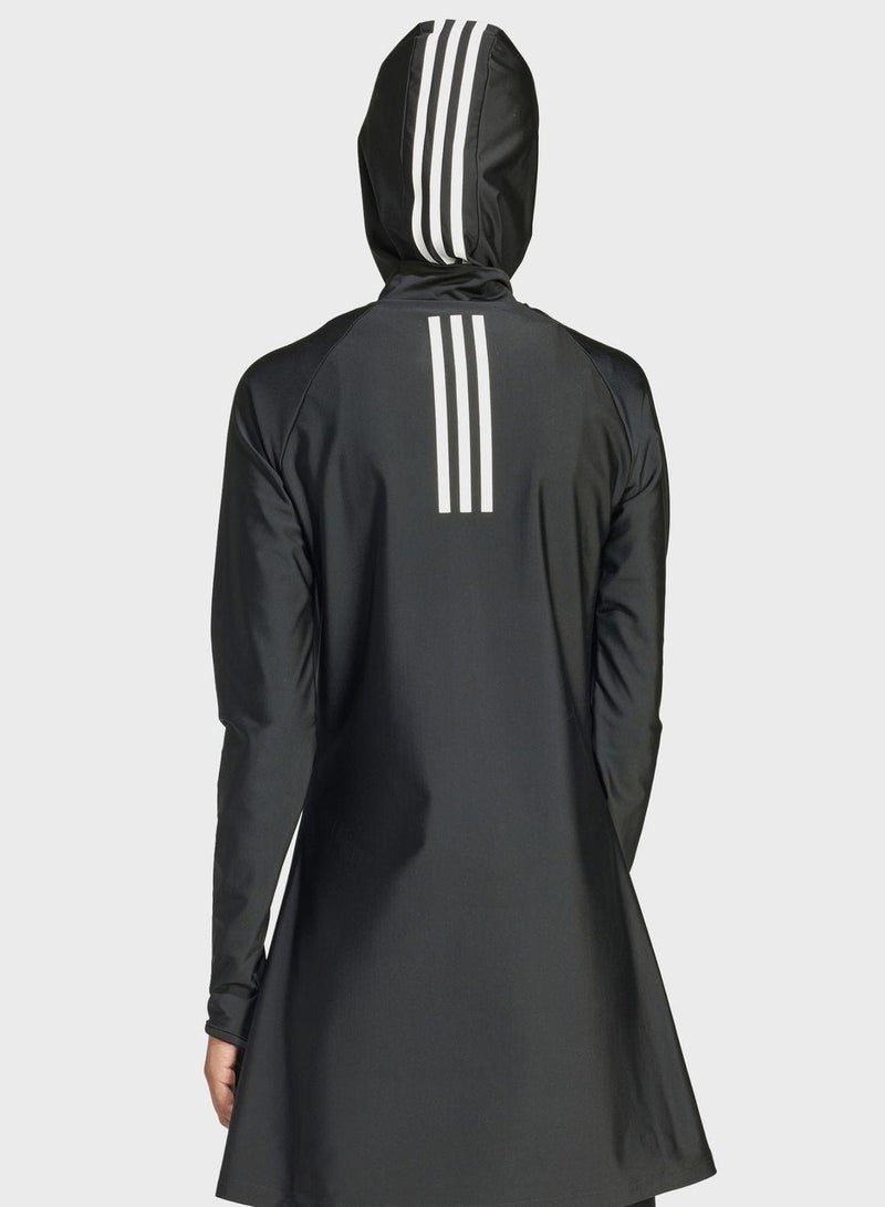 Adidas Padded 3 Stripes Longsleeve Swim Top - Image 2