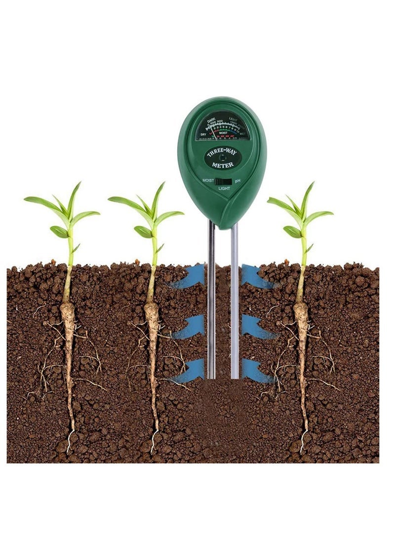 Soil Moisture Meter 3 In 1 with Light Test Plant Water Sensor Hygrometer for Garden Farm Lawn Indoor Outdoor