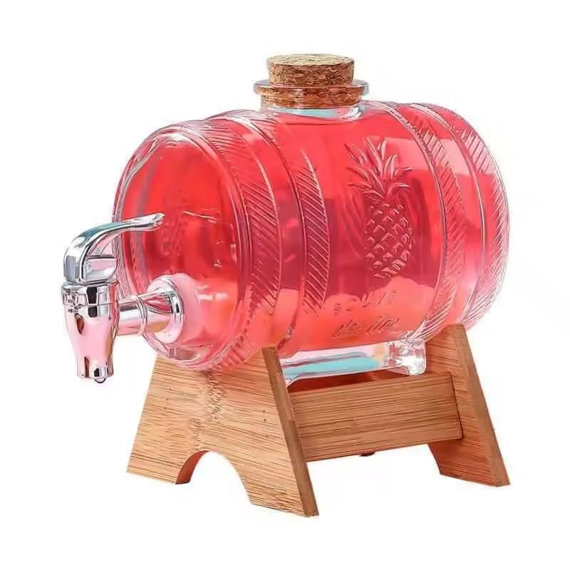 JIYAN FASHIONS JIYAN FASHIONS Glass Beverage Barrel Glass Dispenser | Whiskey Decanter | Cold Water Mason Jar | Wine Decanter | Drink Dispenser | Glass Pitcher | Water Pitcher Water Detox | 3 Liter Dispenser  - Image 3