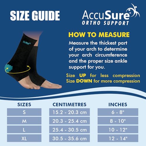 AccuSure Cotton Ankle Support |Ankle Brace For Plantar Fasciitis, Arch Support, Foot & Ankle Swelling, Achilles Tendon, Heel Pain, Injury Recovery | Black-Green |Medium - Image 5