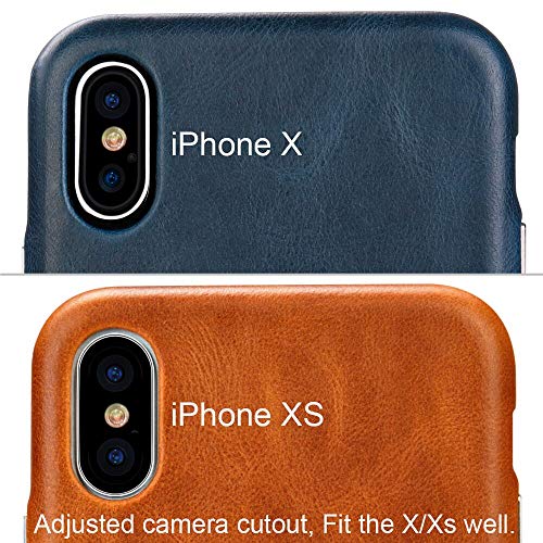 TOOVREN for iPhone X Leather Case Protective Ultra Thin Vintage Anti-Slip Grip Shell Hard Back Cover for iPhone X /10 5.8'' Brown - Image 5