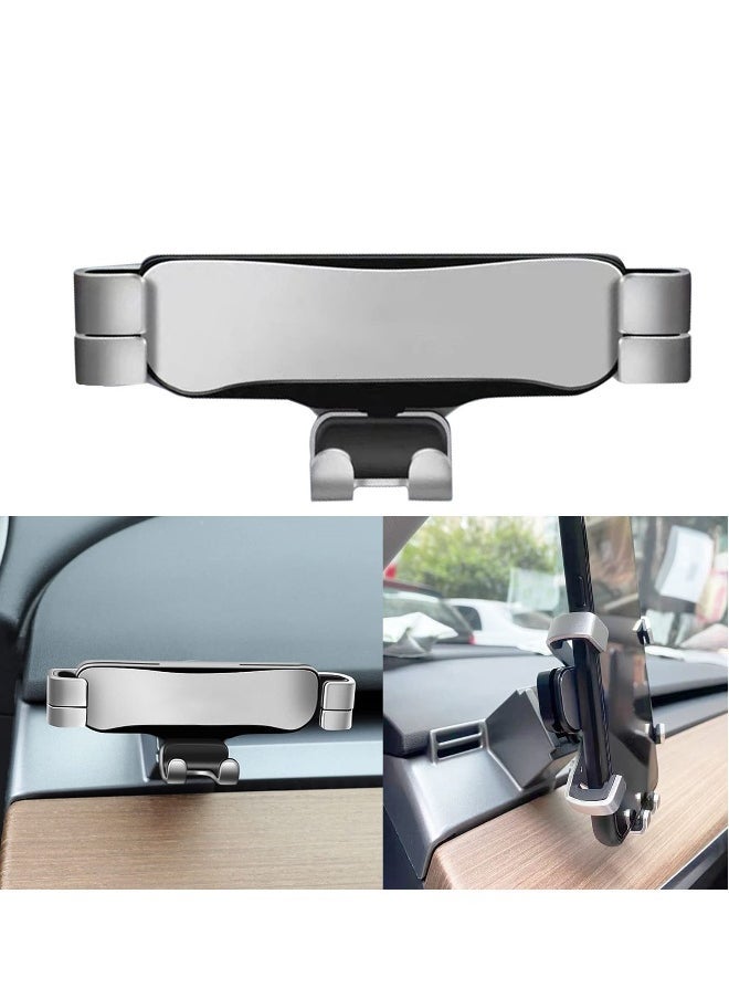 Adjustable Gravity Car Phone Mount for Tesla Model 3 and Model Y (2021) - Premium Silver Phone Holder Accessory for Your Vehicle.