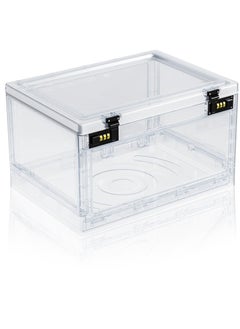 Generic Medicine Lock Box with Combination Locker, Medication LockBox for Medical Safe Cabinet, Files Documents Organizer, Lockable Cell Phone Jail, Tablet Holder, Food, Snacks, Clear  - Image 1