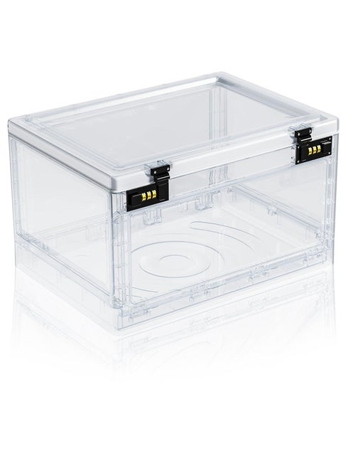 Medicine Lock Box with Combination Locker, Medication LockBox for Medical Safe Cabinet, Files Documents Organizer, Lockable Cell Phone Jail, Tablet Holder, Food, Snacks, Clear