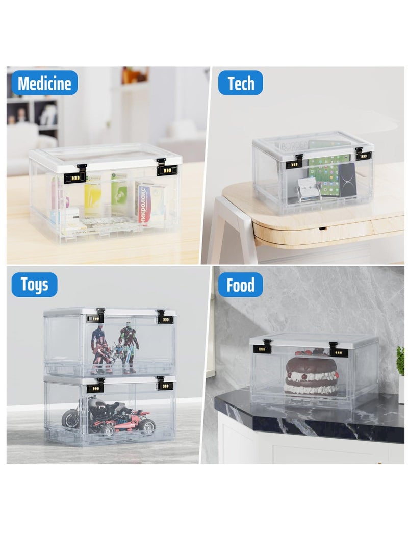 Generic - Medicine Lock Box with Combination Locker, Medication LockBox for Medical Safe Cabinet, Files Documents Organizer, Lockable Cell Phone Jail, Tablet Holder, Food, Snacks, Clear - Image 1