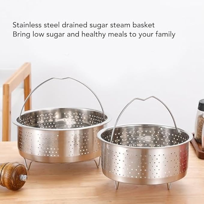 BROLEO Basket Stainless Steel Steam Basket Insert With Handle Vegetable Basket For Eggs Sweet Potatoes Seafood Rice Stainless Steel - Image 5