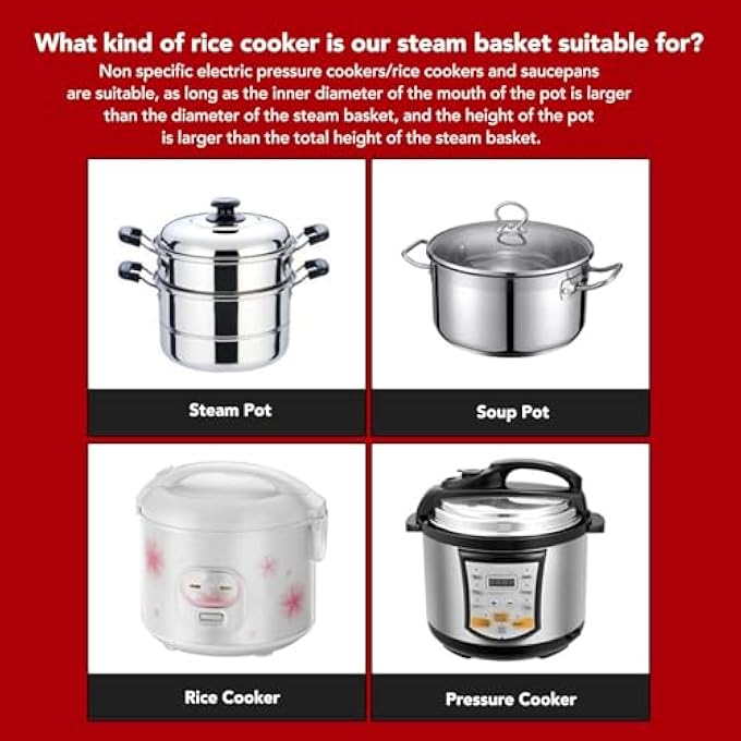BROLEO Basket Stainless Steel Steam Basket Insert With Handle Vegetable Basket For Eggs Sweet Potatoes Seafood Rice Stainless Steel - Image 4