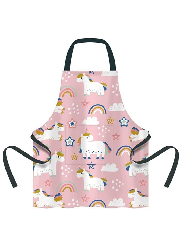 Oasisgalore Waterproof Kids Apron with Pocket for Girls Toddler Pink Chef Apron Adjustable Neck Strap for Cooking Painting - Image 1