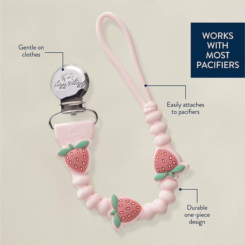 Itzy Ritzy Strawberry Silicone Pacifier Clip - Image 3