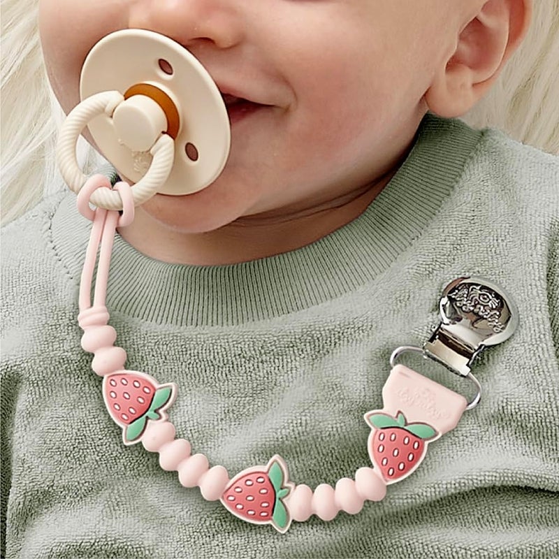Itzy Ritzy Strawberry Silicone Pacifier Clip - Image 2