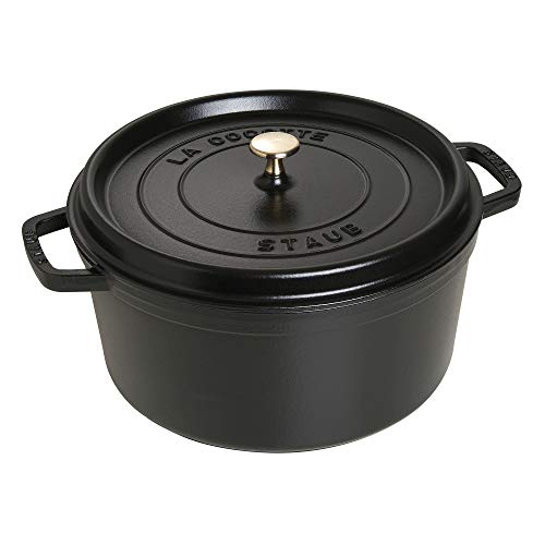 STAUB STAUB Cast Iron Dutch Oven 9qt Round Cocotte Made in France Serves 910 Black Matte