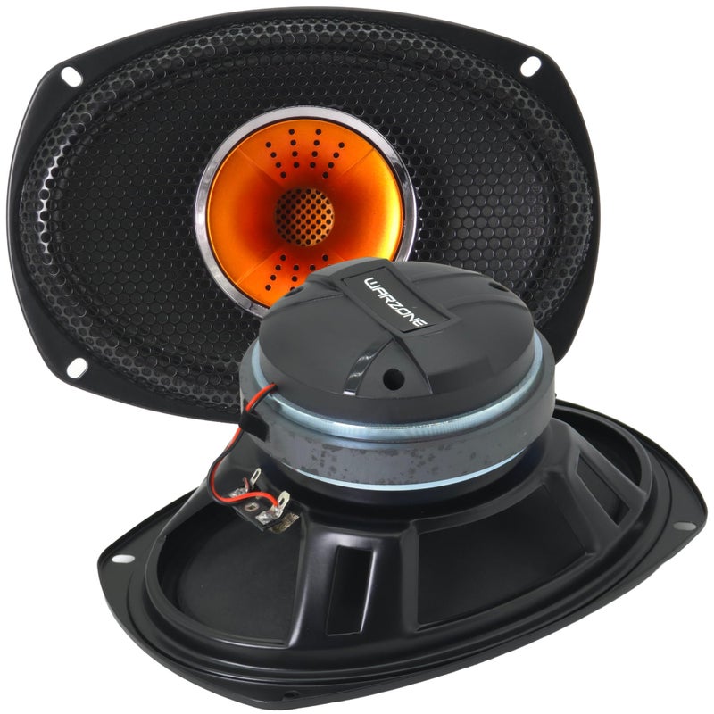 Warzone WZ69Si 6x9-Inch Mid-Range + Driver Speaker, 1200W Max, 4 Ohms, 30oz Magnet, Black Steel Basket with Aluminum Dome Tweeter for Car Audio (Single) - Image 2