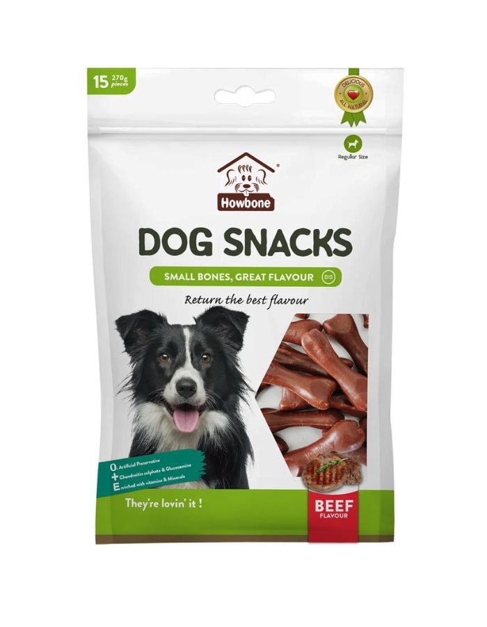 Howbone Small Bone Dog Snack 270g (15pcs) – Beef Flavour, Healthy Chew Treats for Dogs