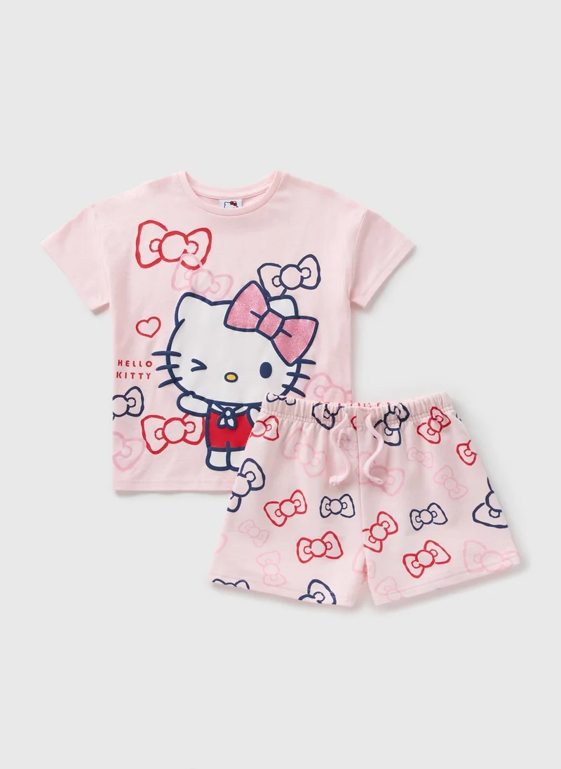 Matalan Hello Kitty Girls Pink T-Shirt & Shorts