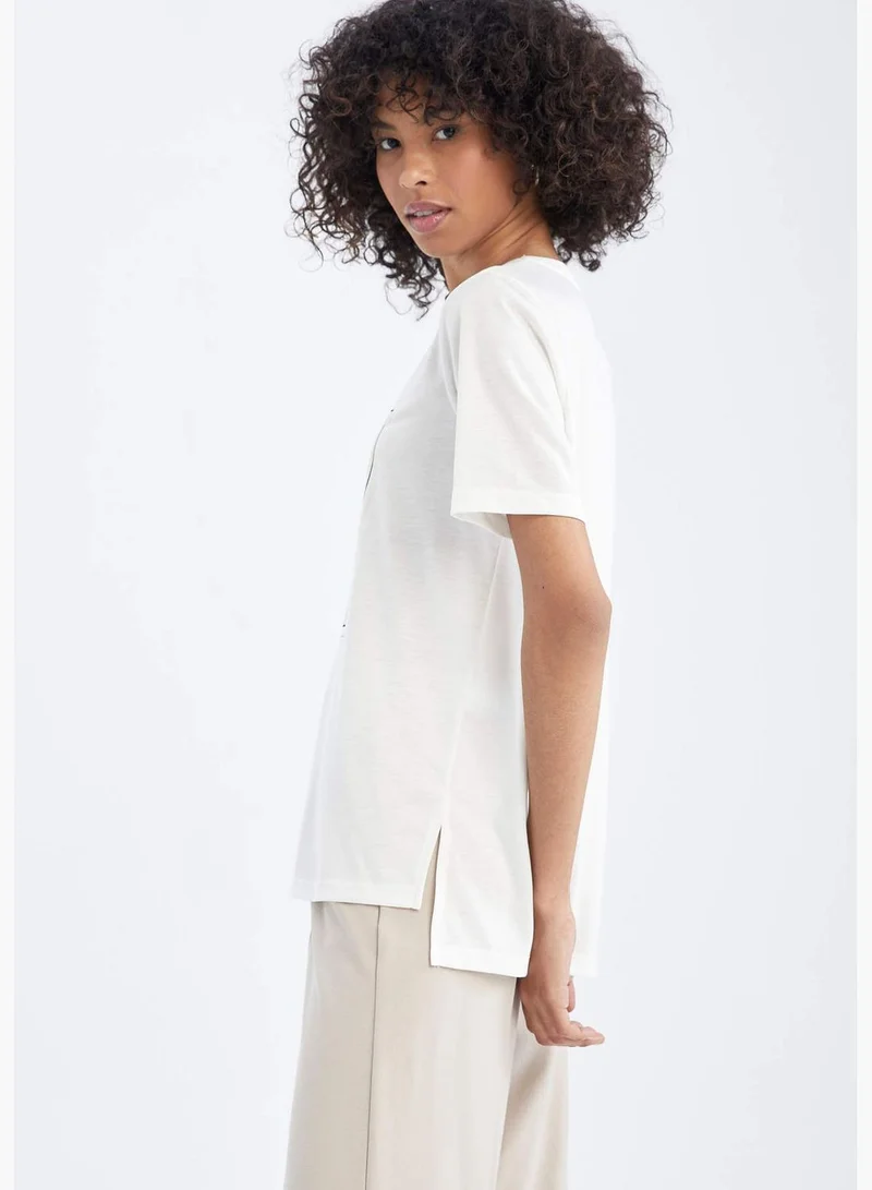 DeFacto Regular Fit Short Sleeve Slogan Print T-Shirt