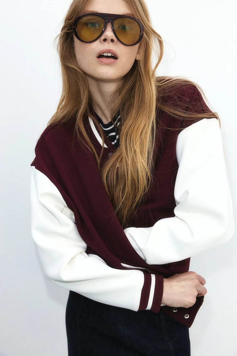 اتش اند ام جاكيت بيسبول مزخرف