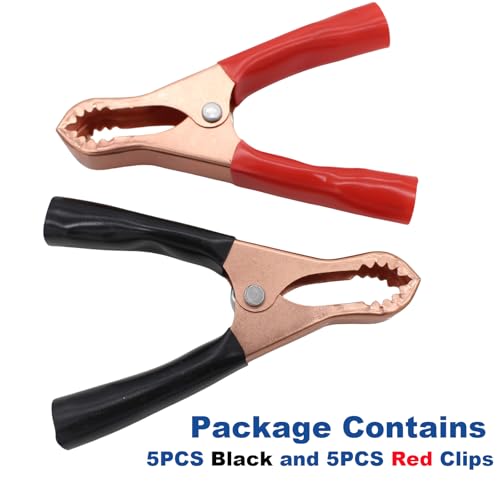 exgoofit Insulated Alligator Clips Durable Heavy Duty Black & Red Boot Metal Spring Loaded Truck Car Battery Electric Test Clips Lead Probe Alligator Clamps (50A 10-PACK) - Image 4