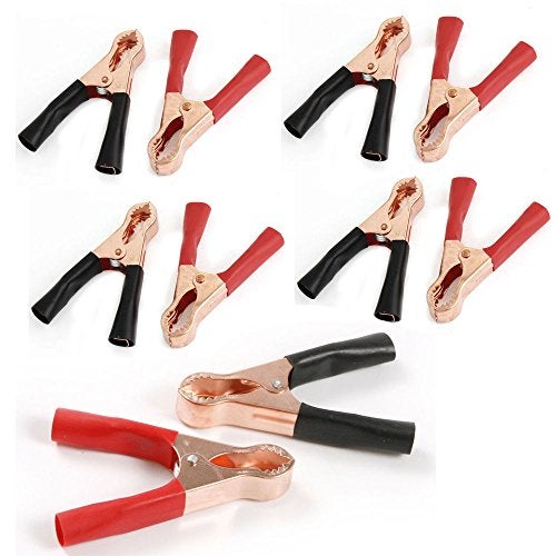 exgoofit Insulated Alligator Clips Durable Heavy Duty Black & Red Boot Metal Spring Loaded Truck Car Battery Electric Test Clips Lead Probe Alligator Clamps (50A 10-PACK) - Image 1