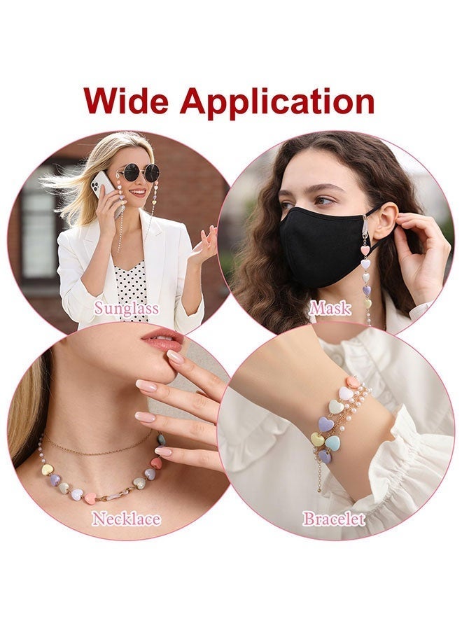 Colorful Heart Pearl Beads Eyeglass Chain, Fashion Eyewear Retainer Strap Sunglass Holder, Decorative Glasses Lanyard for Women Girls Daily Wear - Image 4