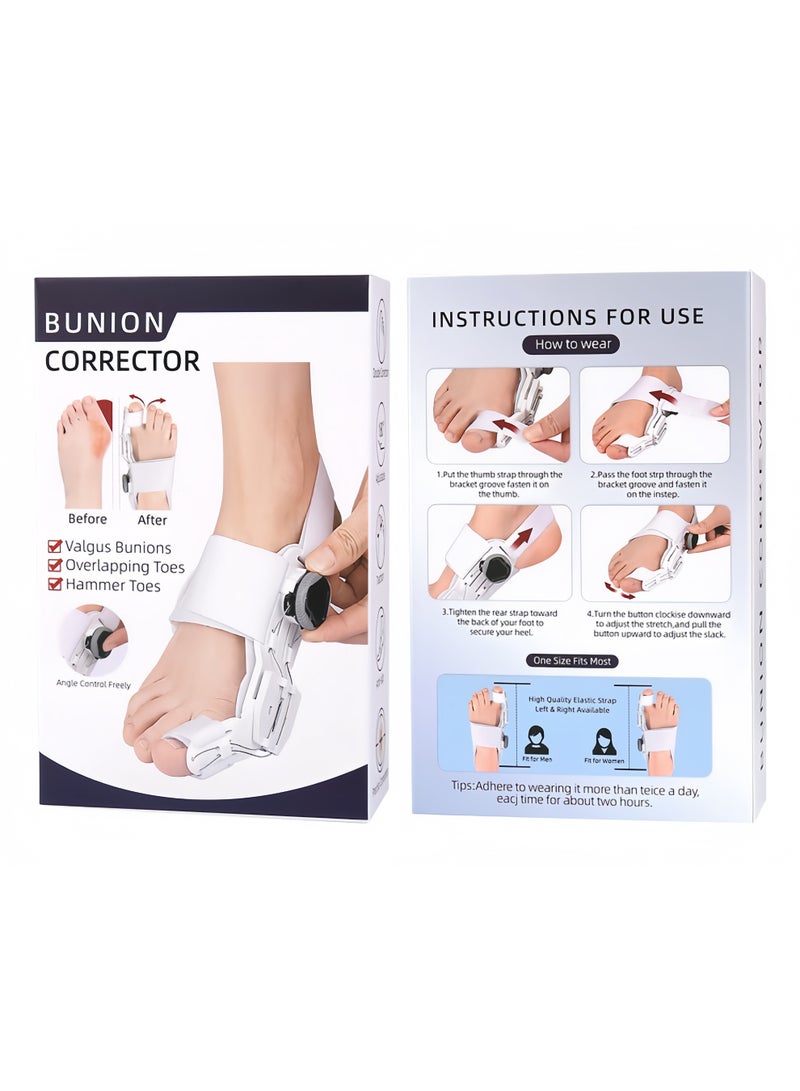 جودة مقوم انحراف إبهام القدم (Hallux Valgus) مع قرص ضبط قابل للتعديل، أداة استقامة إصبع القدم الكبير مع فاصل أصابع للاستخدام النهاري والليلي - Image 5