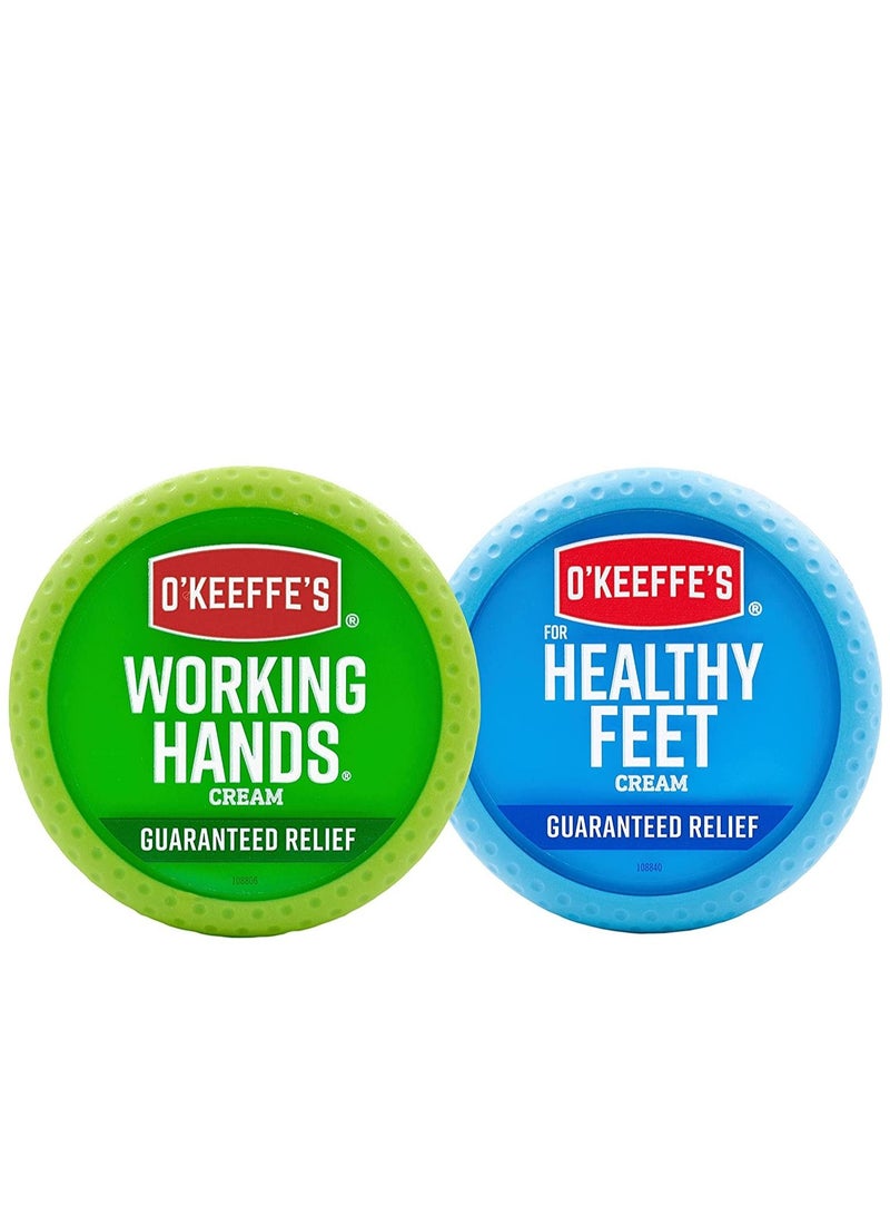 OKeeffes O'Keeffe's Working Hands Hand Cream, 3.4 Ounce Jar and Healthy Feet Foot Cream, 3.2 Ounce Jar - Image 1