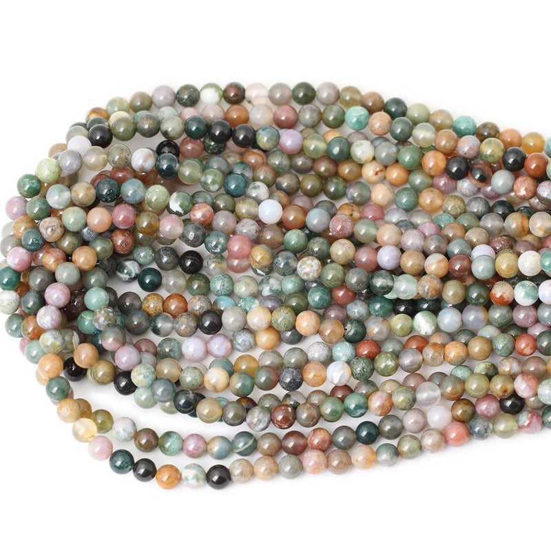 CHEAVIAN 60PCS 6mm Natural Indian Agate Gemstone Round Loose Beads for Jewelry Making DIY 1 Strand 15" - Image 3