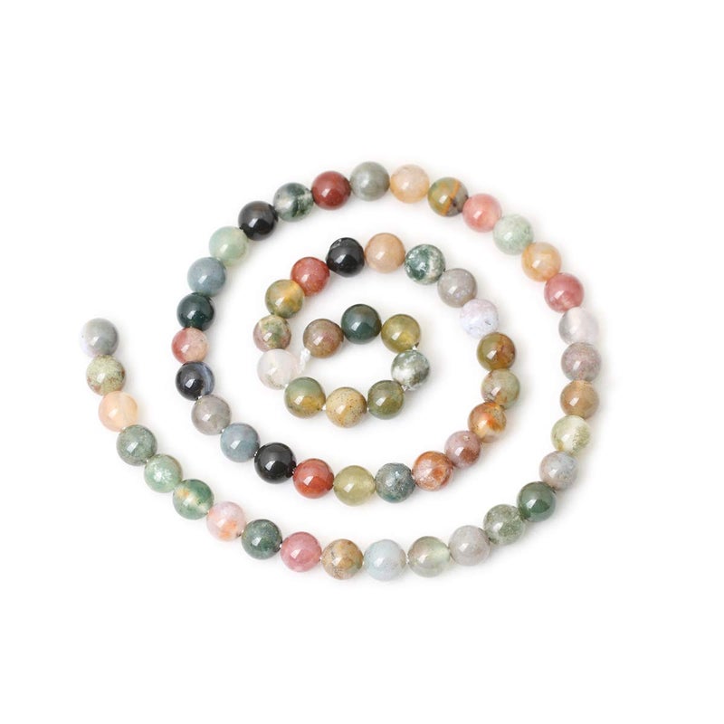 CHEAVIAN 60PCS 6mm Natural Indian Agate Gemstone Round Loose Beads for Jewelry Making DIY 1 Strand 15" - Image 2