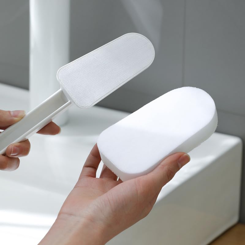 lightstar Extended Handle Sponge Scrubber with Integrated Scouring Pads: Ultimate Kitchen, Bathroom & Shower Cleaning Tool for Effortless Wash & Scrubbing (Long Handle Brush Sponge) - Image 4