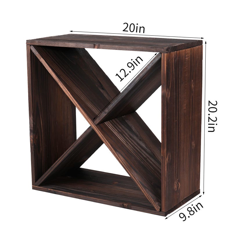 fdjamy Wine Rack countertop Wooden Stackable Storage Rustic Retro Style Cube 24-Bottle Wooden Wine Rack Wine Cabinet (Dark Brown) - Image 5