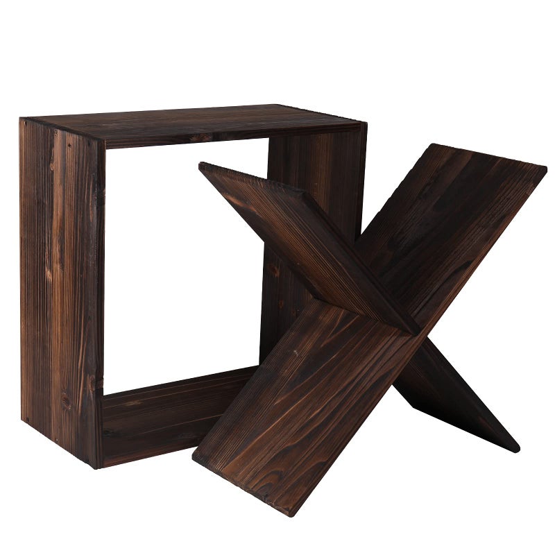 fdjamy Wine Rack countertop Wooden Stackable Storage Rustic Retro Style Cube 24-Bottle Wooden Wine Rack Wine Cabinet (Dark Brown) - Image 3
