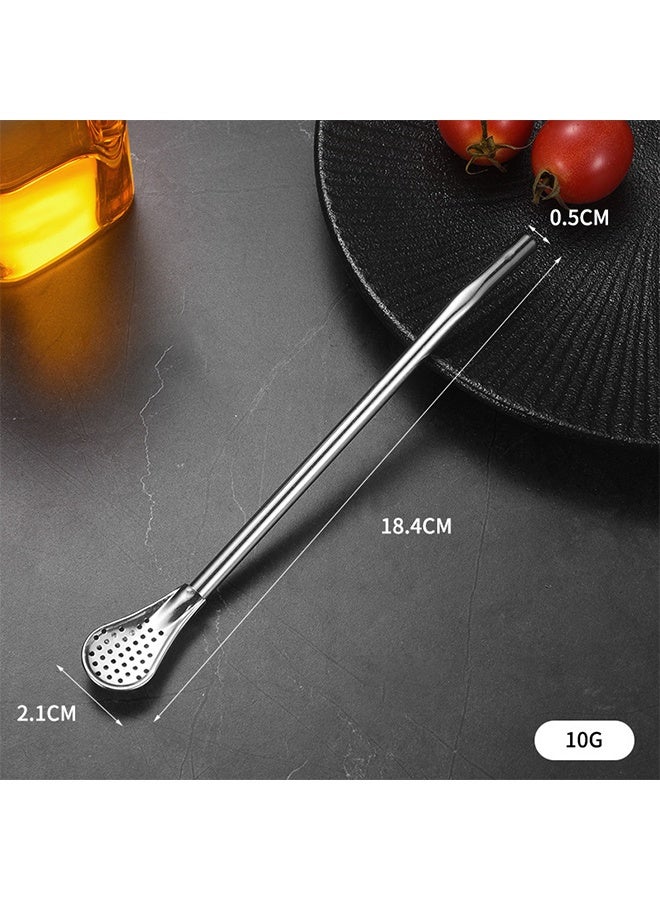 واي جيه 2 قطعة شرب ملعقة القش الفولاذ المقاوم للصدأ 304 بومبيلاس يربا ماتي تصفية القش فضفاضة أوراق الشاي مصفاة مصفاة تحريك القش - Image 2