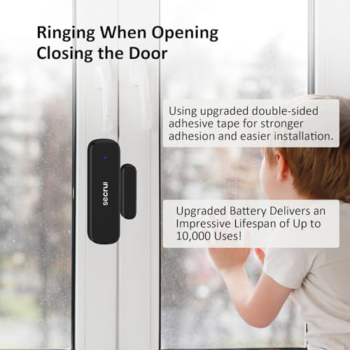 SECRUI Wireless Door Chimes When Entry for Business/Home/Office/Store (500ft Range 32 Chimes Adjustable Volume) Door Open Ringer Alert Buzzer Alarm - 1 sensors - Image 2