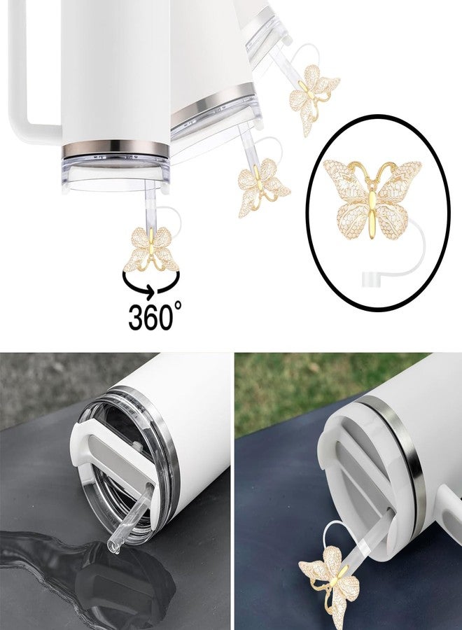 TARINI 6Pcs Stanley Accessories, Cute Butterfly Straw Covers - 10mm Reusable Bling Straw Toppers, Dustproof Spill-Proof Cup Accessories for 30&40 oz Tumblers, Colorful Straw Protectors - Image 3
