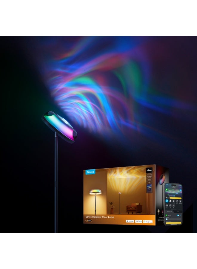 Govee Uplighter Floor Lamp for Living Room, RGBIC Ripple Projector, Floor Lamp for Bedroom 215 ft² Light Area, 1000lm LED Modern Floor Light, Warm Cool White Standing Lamp - Image 2