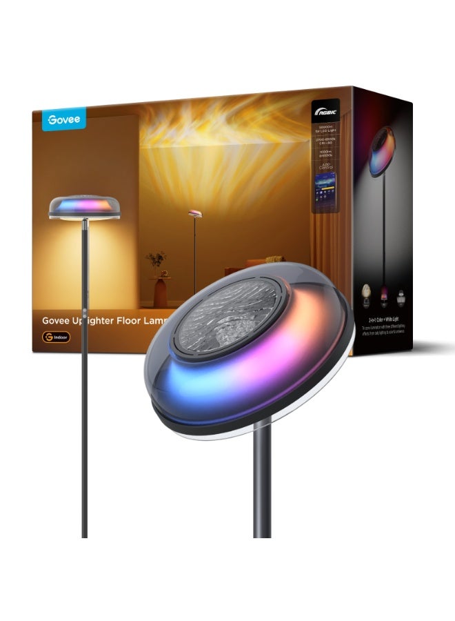 Govee Uplighter Floor Lamp for Living Room, RGBIC Ripple Projector, Floor Lamp for Bedroom 215 ft² Light Area, 1000lm LED Modern Floor Light, Warm Cool White Standing Lamp - Image 4