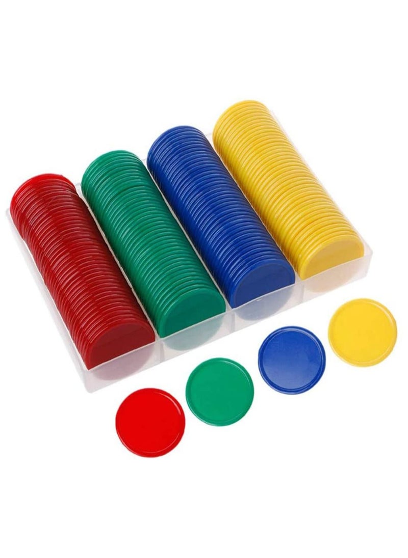 Excefore Round Chips Learning Toys 160 Pcs/Set 4 Color Round Chips Counting Numbers Teaching for Crafts Decoration Plastic Counting Chips for Math  - Image 1