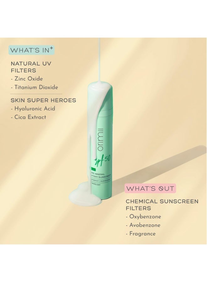 Orimii 100% Pure Mineral Fluid Sunscreen SPF 50| Super Lightweight, Zero White Cast & Blends Easily on Skin | With Zinc Oxide & Hyaluronic Acid | Fragrance Free, Non Comedogenic & Pregnancy Safe 50ml - Image 5