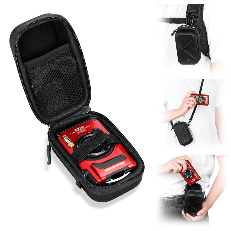 JJC Hard Belt Camera Travel Case with Shoulder Strap Carabiner,Compact Camera Pouch for G7X Mark II Olympus TG-7 TG-6 TG-5 Ricoh GR IV III GR4 GRIIIx HDF Sony ZV-1 II ZV1 ZV-1F RX100 VII VI VA IV III II - Image 1