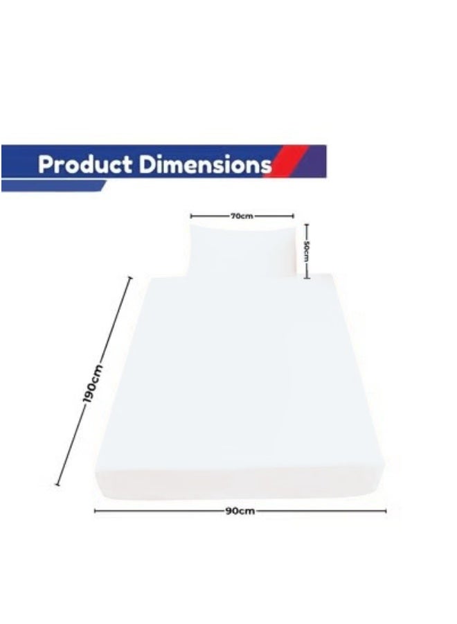 المنزل الذكي ملاءة سرير فردية من هوم سمارت، ملاءة سرير قطنية سادة مع غطاء وسادة (190×90 سم) باللون الأبيض - Image 2