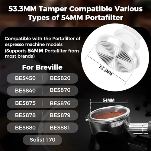 IKAPE 533mm Espresso Tamper Premium Barista Coffee Tamper with Calibrated Spring Loaded 100 Flat Stainless Steel Base Tamper Fits for Breville Series 54mm Portafilter BasketWhite - Image 3