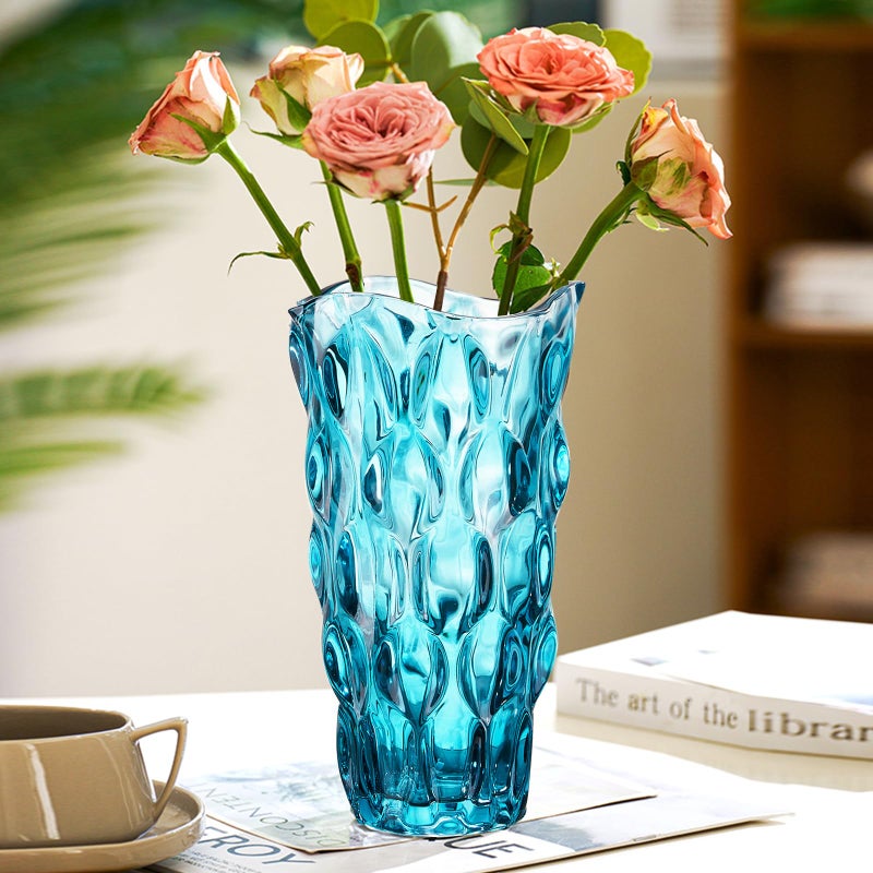 CEMABT Glass Vases for Flowersï¼ŒThickened 3.4 lb Morden vases for Tables Centerpieces, vase for Home Decor, Crystal,Colorful,Vintage and Clear Rose Large Vases Christmas Day Giftsï¼ˆBlueï¼‰ - Image 2