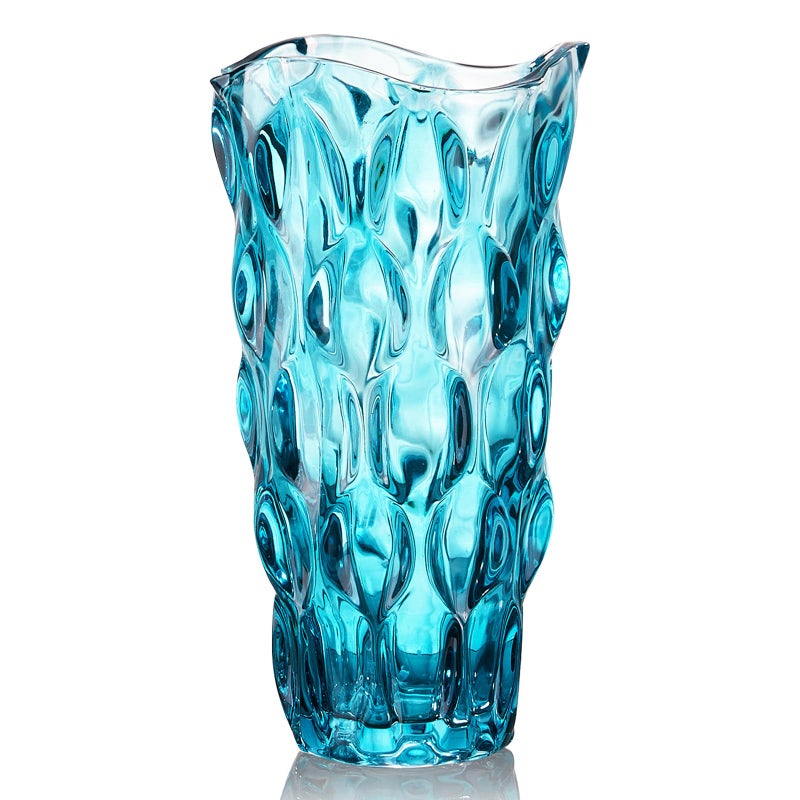 CEMABT Glass Vases for Flowersï¼ŒThickened 3.4 lb Morden vases for Tables Centerpieces, vase for Home Decor, Crystal,Colorful,Vintage and Clear Rose Large Vases Christmas Day Giftsï¼ˆBlueï¼‰ - Image 1